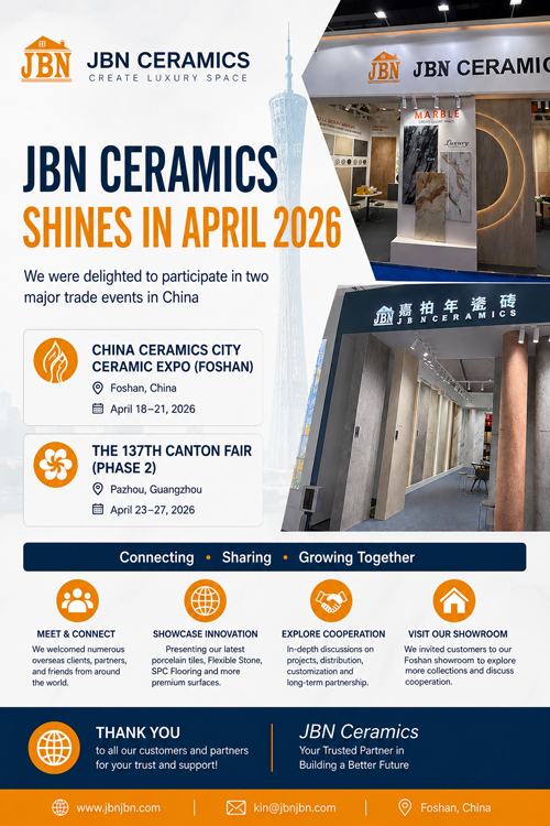 JBN Ceramics participou com sucesso na Foshan Ceramic Fair e na Canton Fair 2026