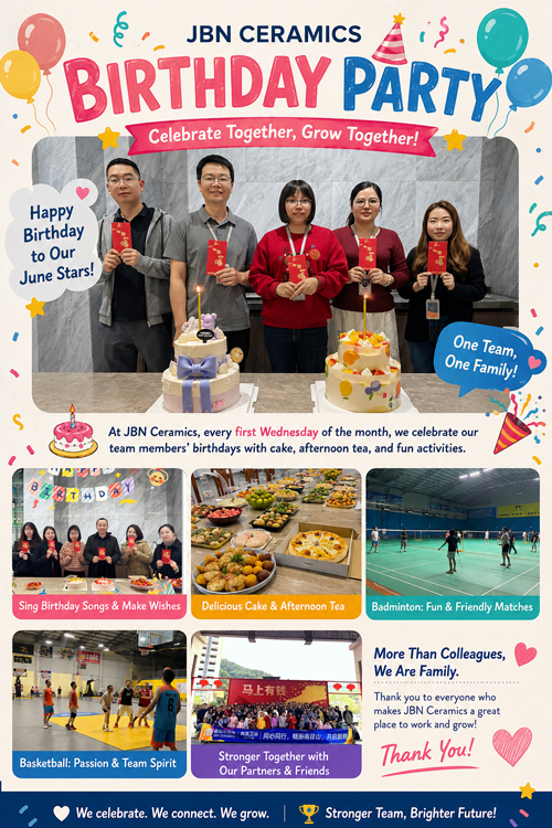 Comemoração do aniversário de junho da JBN Ceramics: compartilhando alegria, amizade e espírito de equipe